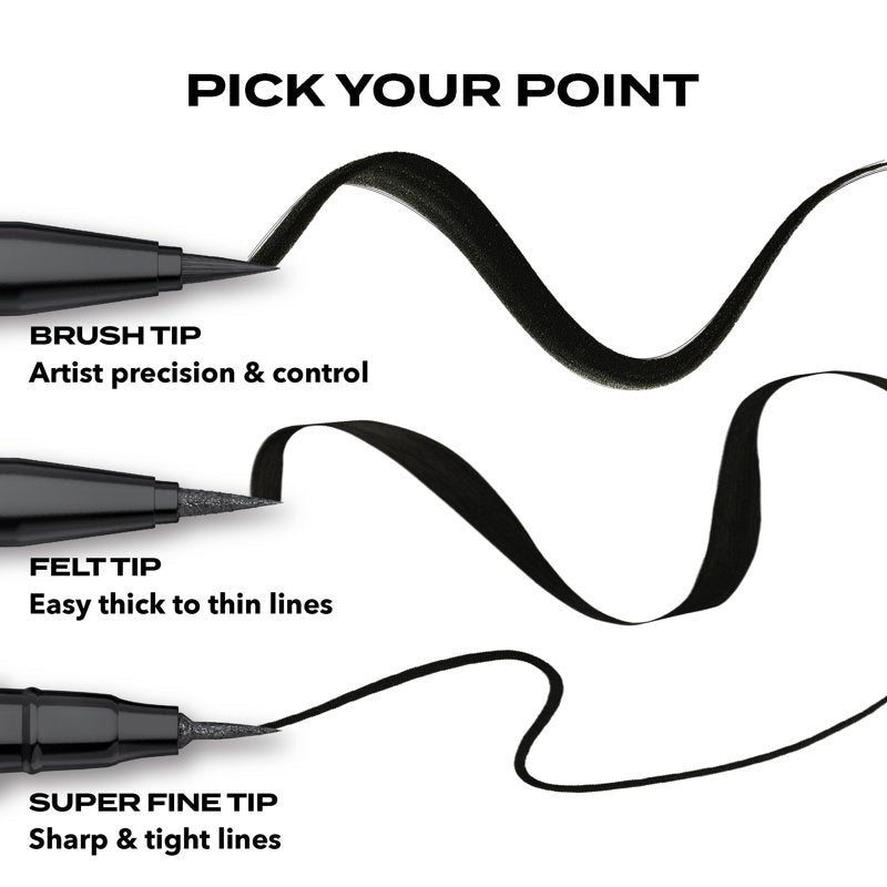 Super Fine Tip Liquid Eyeliner - Waterproof Black 24HR Wear