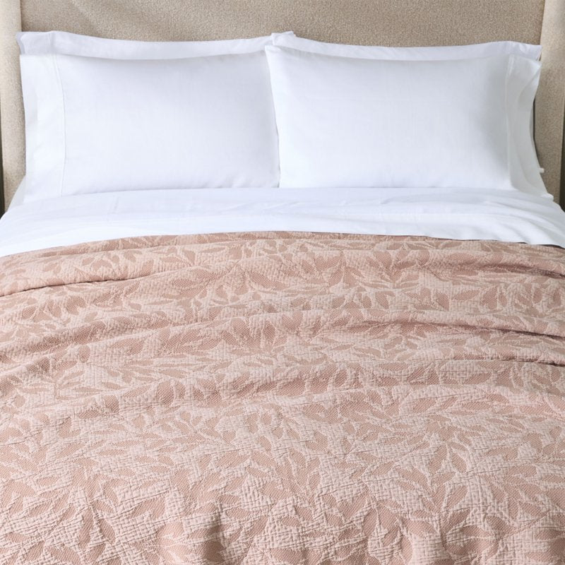 Antique Blush Botanical Double Cloth Cotton Quilt - Full/Queen, Violet Gem Design