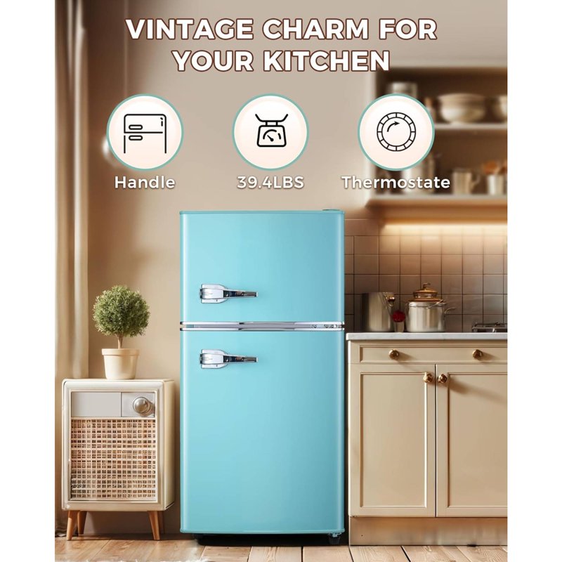 3.5 Cu. Ft. Compact Retro Mini Fridge with Freezer - Light Blue