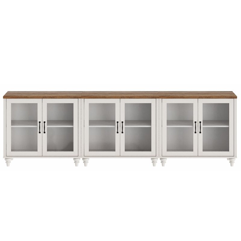Buffet Cabinet with 6 Glass Doors and Adjustable Shelf - 3 Pack