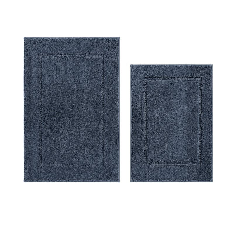 Navy Polyester Tufted Bath Rug Set - 2-Piece Non-Slip Bathroom Mats
