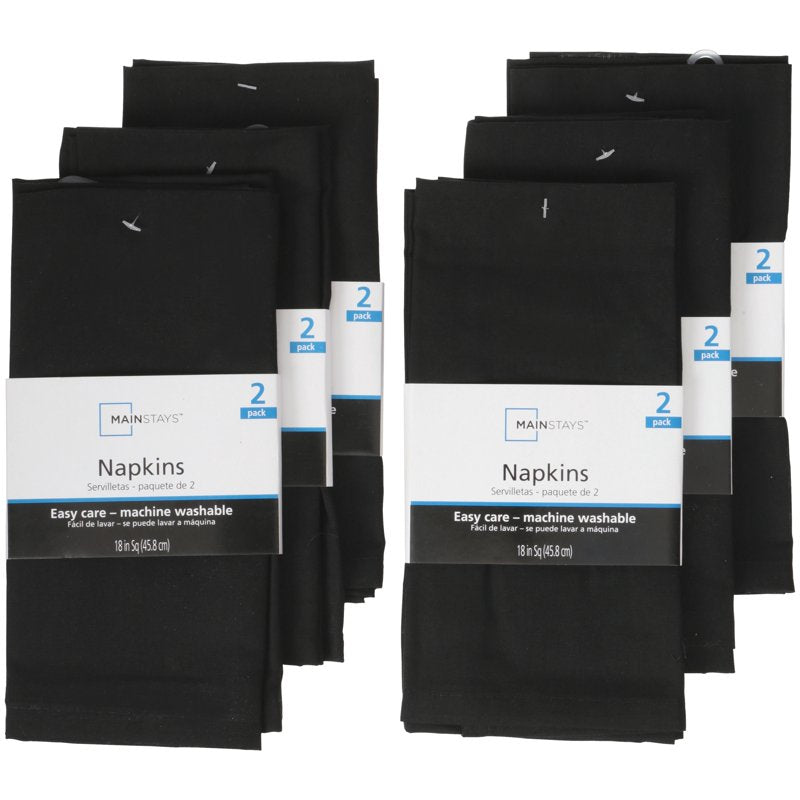 Easy Care Fabric Napkin Set of 12 - Rich Black