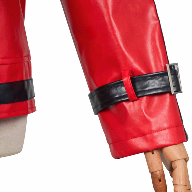 Red Faux Leather 80s Star Motorcycle Jacket for Men - M Variation