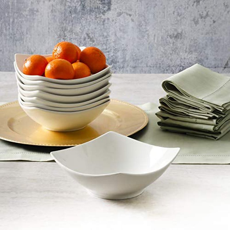 8-Piece White Bowl Set - Durable AB-Grade Porcelain