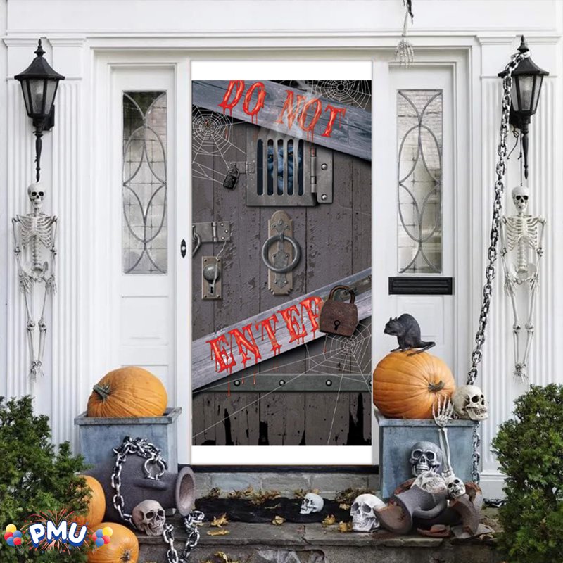 PMU Halloween Do Not Enter Door Cover - Spooky Halloween Decor, 1 Pack
