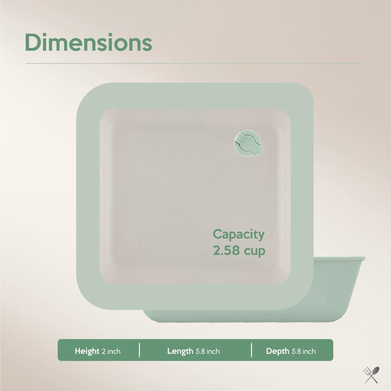 Ceramic Glass Food Storage Container - 2.5-Cup Small Square