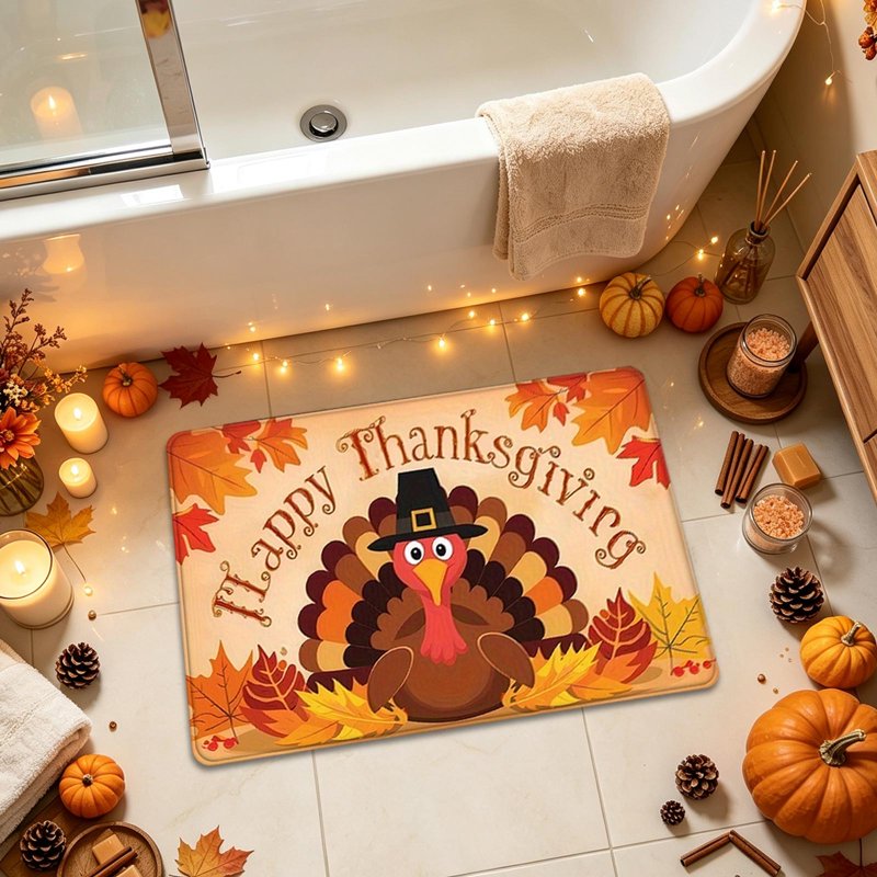 Thanksgiving Doormat Non-Slip Harvest Front Door Mat with Turkey - C-k Variation