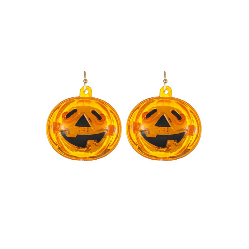 Light-Up Pumpkin Halloween Earrings - Spooky Jack-O-Lantern Jewelry, 1 Pair