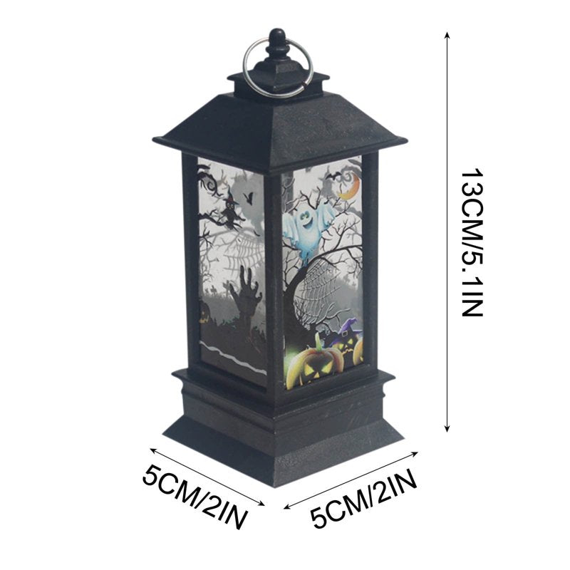 Halloween Lantern LED Candle Lantern Decoration with Skeleton & Pumpkin - Variation D
