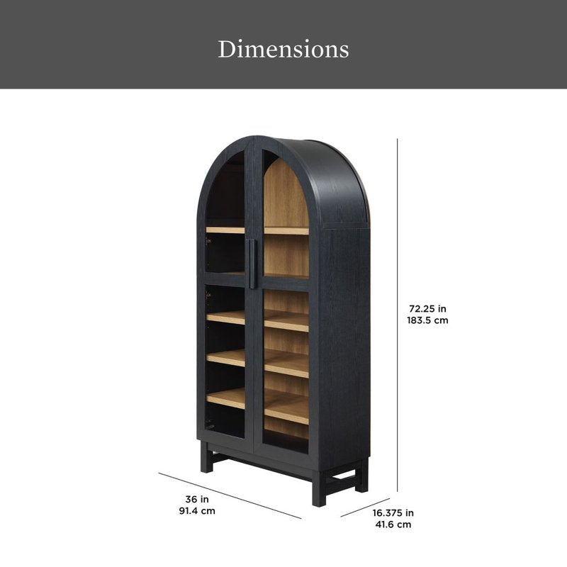 Better Homes & Gardens Juliet Arch Accent Cabinet - Black Finish with Glass Doors