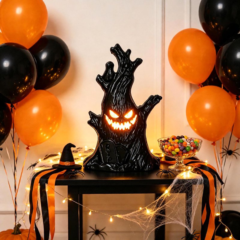 Black Tree Demon Halloween Lamp Eerie Table Decor Indoor Outdoor - Variation #314