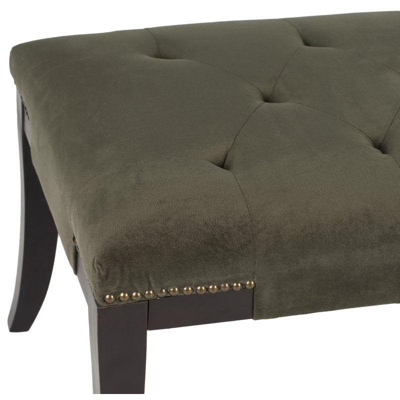 Classic Glam Upholstered Bench with Nail Heads - Graphite