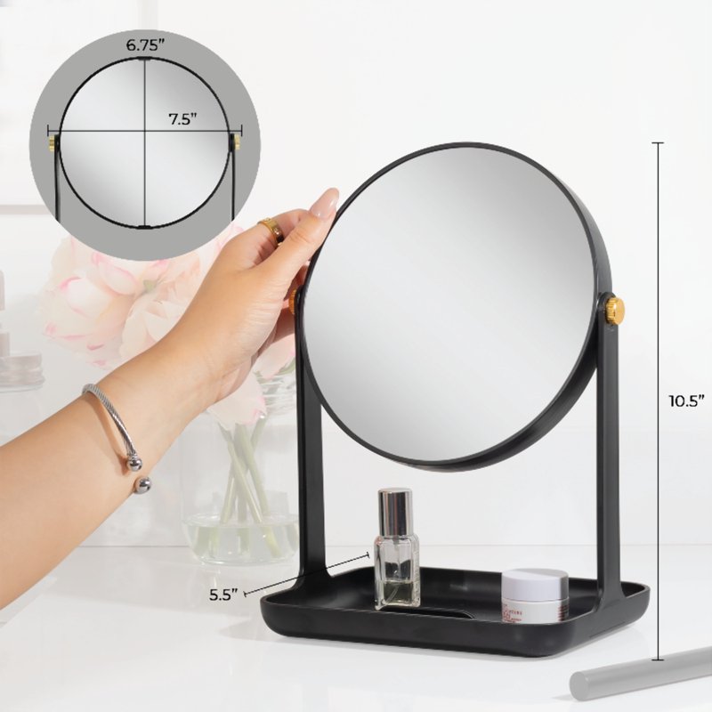 5X/1X Dual Magnification Makeup Mirror with Accessory Tray and Phone Holder