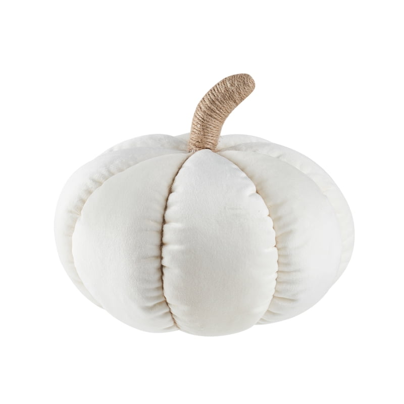 Ivory Velvet Pumpkin Pillow - 2 Pack Fall Decor, 9x9x6 Inches