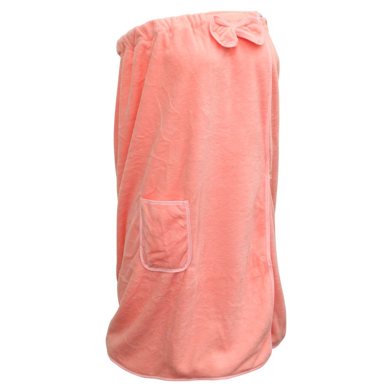 Pink Adjustable Women's Bath Wrap Towel with Pocket and Closure