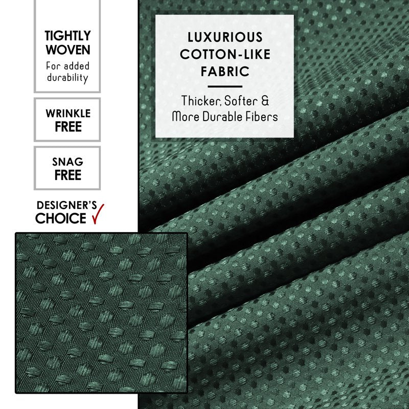 Hunter Green Waffle Shower Curtain - Heavy Duty 72x72 Inch Bathroom Fabric, Luxury Hotel Style, Single