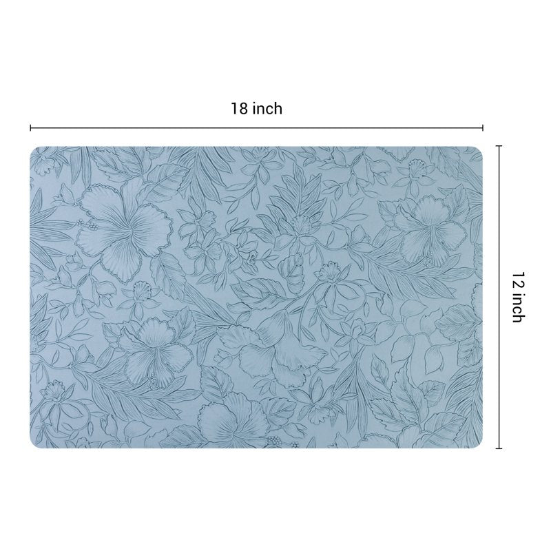 Faux Leather Placemats Set of 6 for Kitchen Dining - Light Blue
