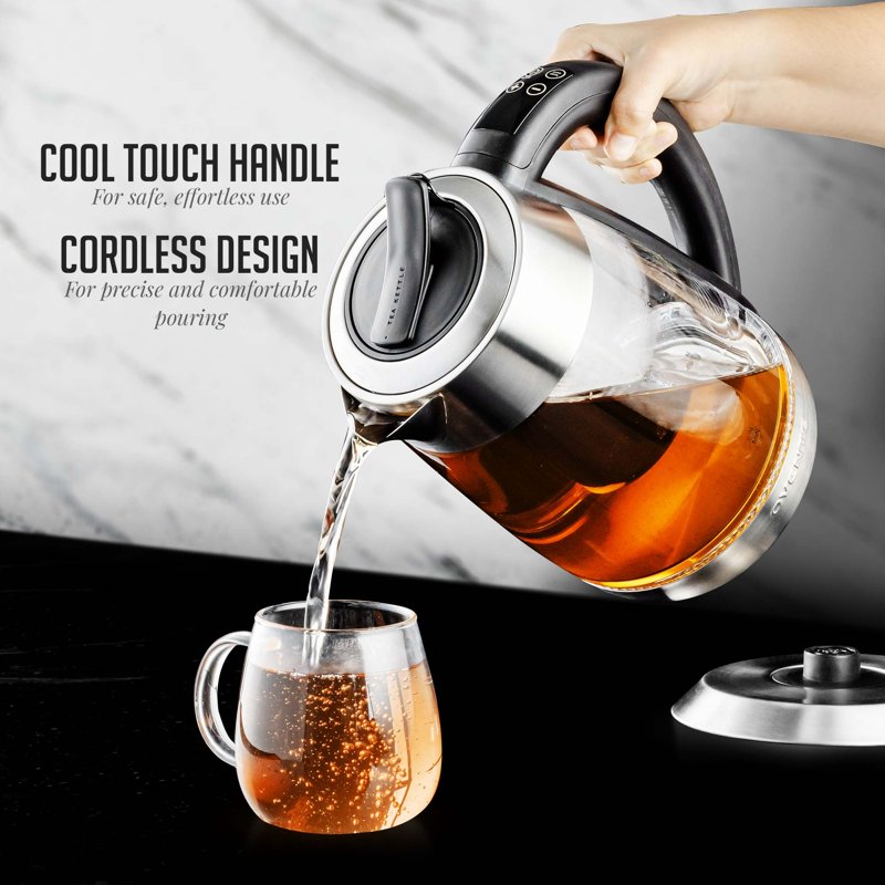 1.8L Glass Electric Kettle with Tea Infuser - 1500W Fast Boiling