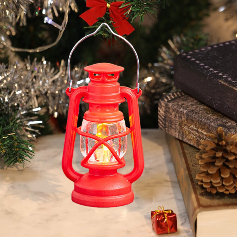 Openpig Vintage LED Hurricane Lantern - Red, Battery-Powered Camping Light