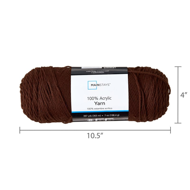 Mainstays Medium Acrylic Yarn - Warm Chocolate, 7 oz, 397 Yards