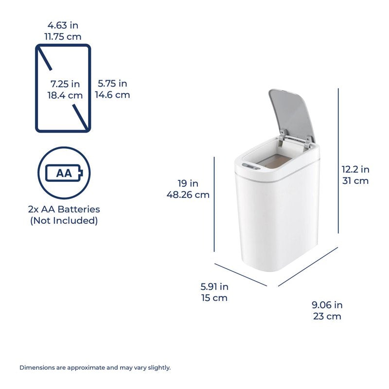 Automatic Bathroom Trash Can with Motion Sensor & Bags - White