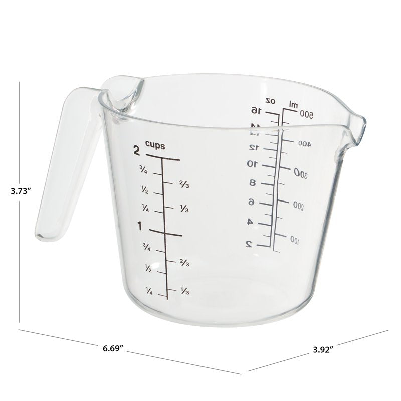 Large Spout Plastic Measuring Cup - 2 Cup Capacity, Clear