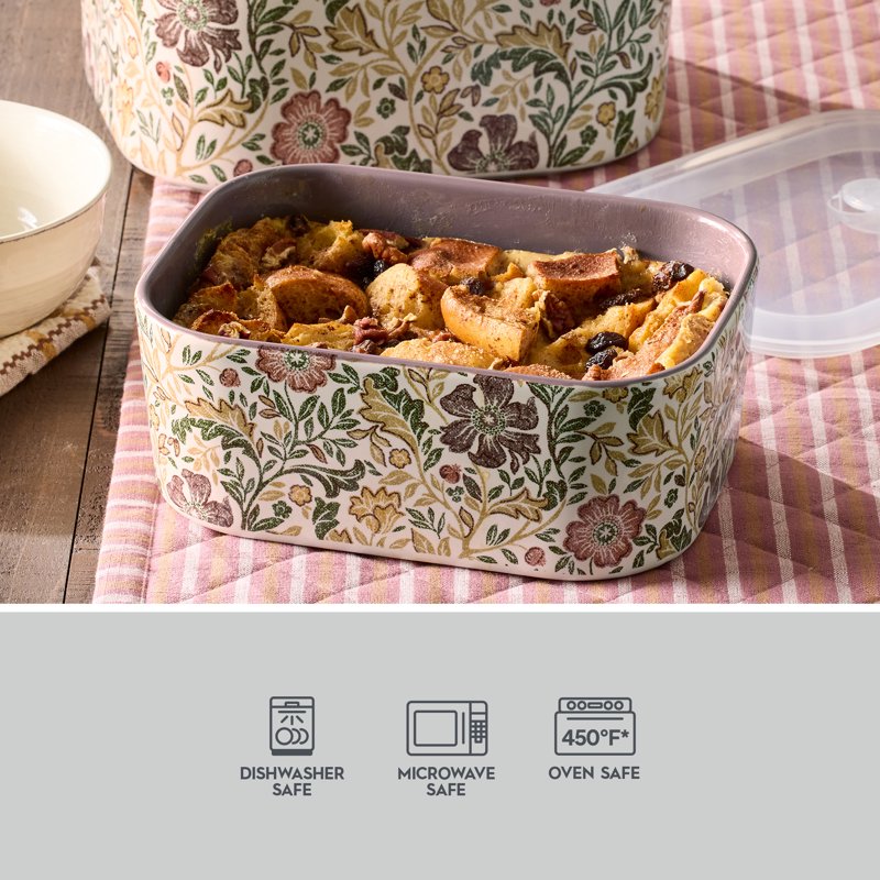 4-Piece Floral Stoneware Baking Dish Set with Lids