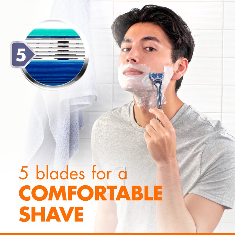 5-Blade Disposable Manual Men's Razor with Precision Trimmer