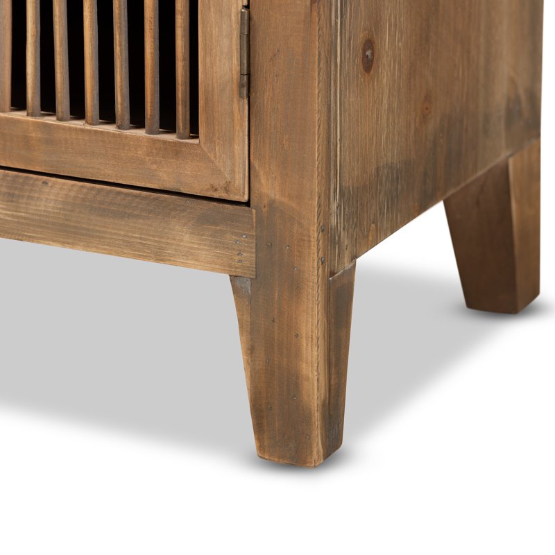 Rustic Medium Oak Accent Cabinet with 2 Shelves - Fully Assembled