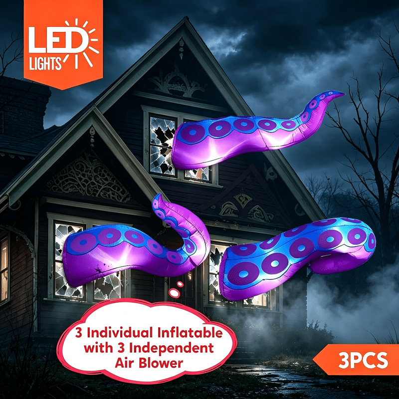 Purple Halloween Inflatable Octopus Tentacle Yard Decor - 4.5-6 ft Outdoor Blow Up