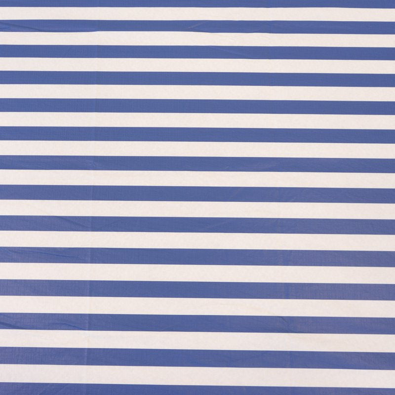 Elastic Fitted Vinyl Table Cover - White/Blue Stripe, 4 Pack
