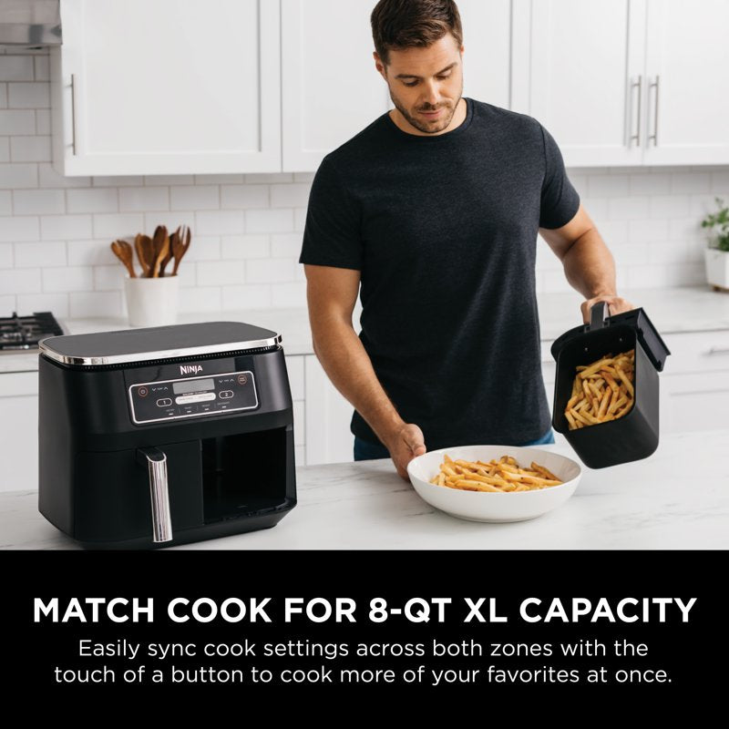 Ninja Foodi 8-Qt DualZone Air Fryer - Black, 4-in-1 Cooking