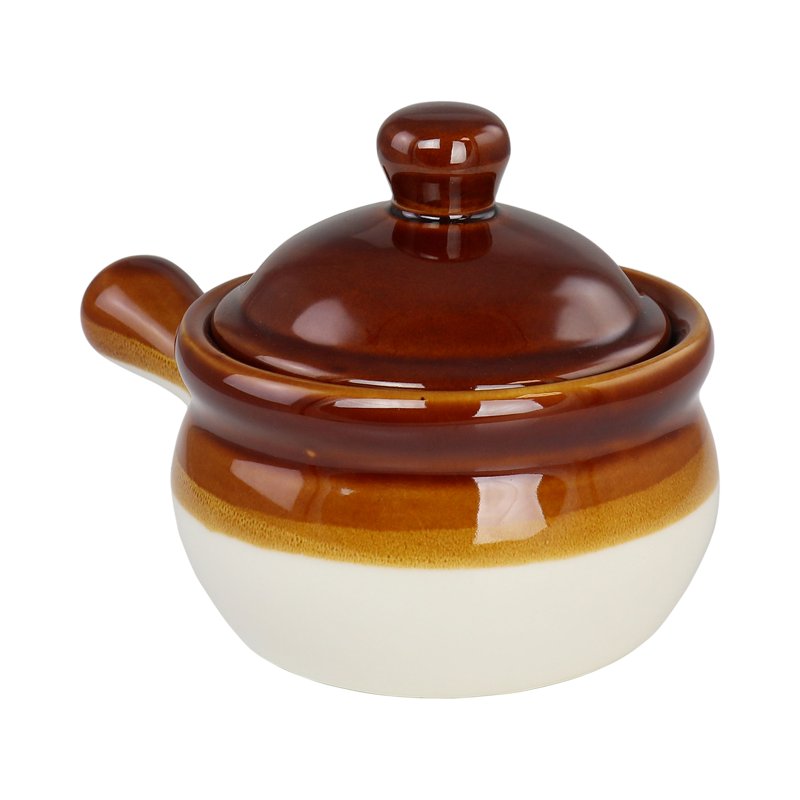15 Ounce Stoneware French Onion Soup Bowls - Set of 4 with Lids