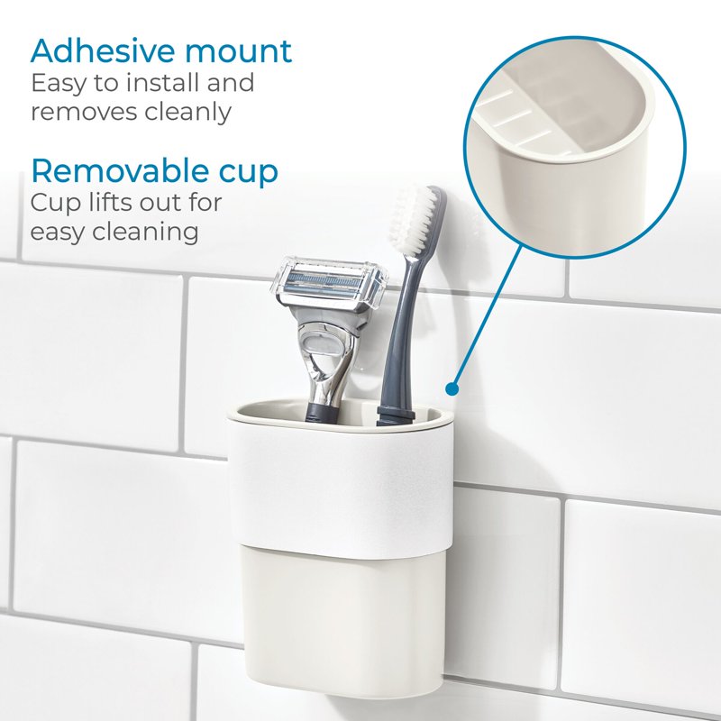 Self-Adhesive Bathroom Tumbler - Orleans Collection - Coconut & White - Single