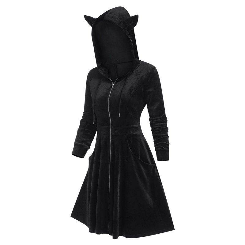 Women's Gothic Hoodies Dress CC-Black & Formal Wedding Guest Style M