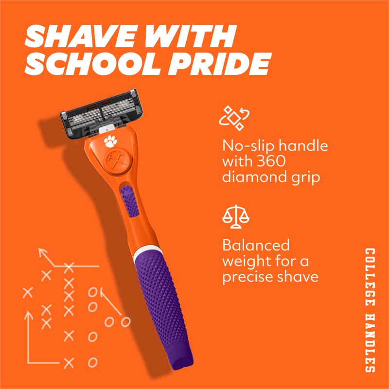 College Razor Starter Set with Diamond Grip Handle & 6 Blades
