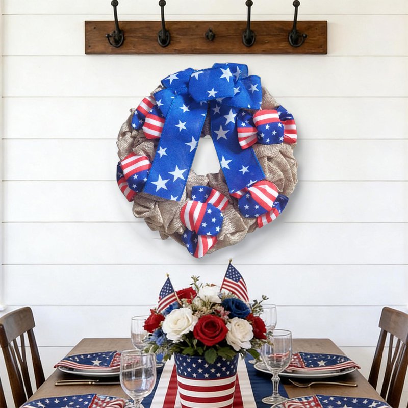 Patriotic Wreath Decorations - Independence Day, Veterans Day, Memorial Day, Flag Day - Variation E