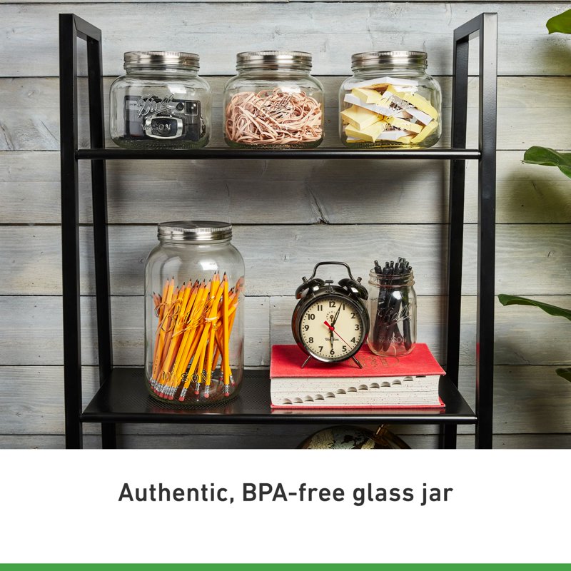Decorative Mason Jar with Stainless Steel Lid - 2 Pack, 128oz
