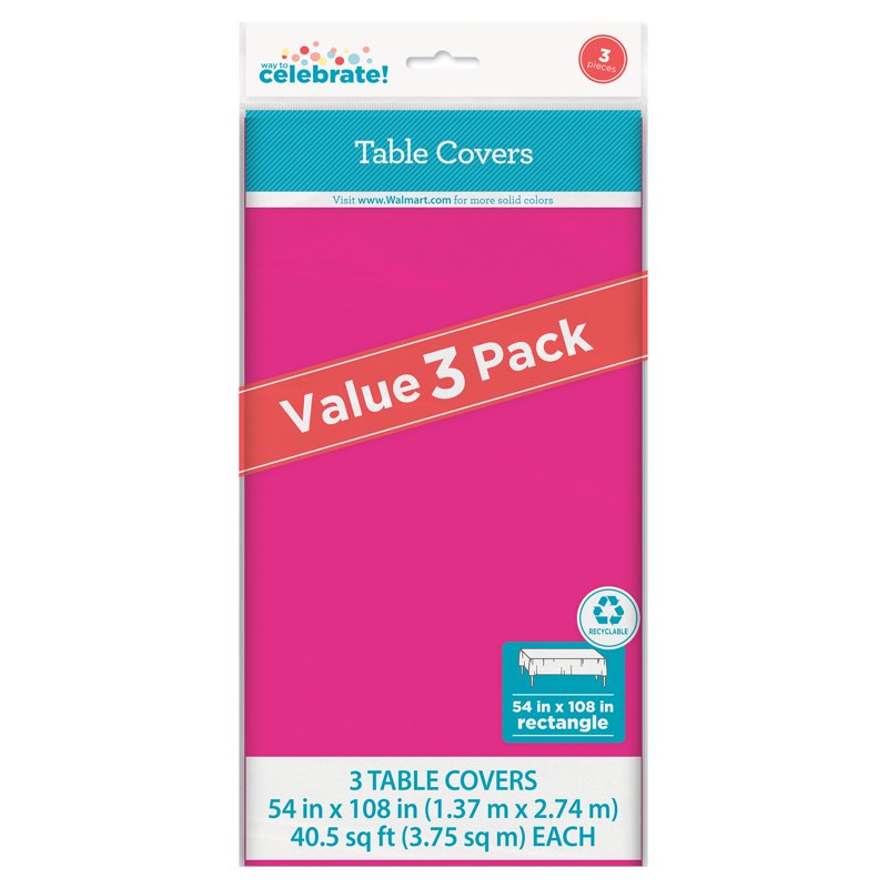 Pink Rectangular Plastic Table Covers - 54x108 Inch, 4 Pack
