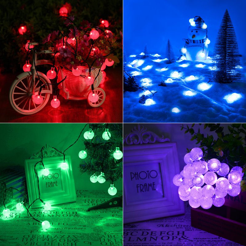 Toodour RGB Solar Outdoor String Lights, 35.6ft 60 LED Globe with Remote Waterproof