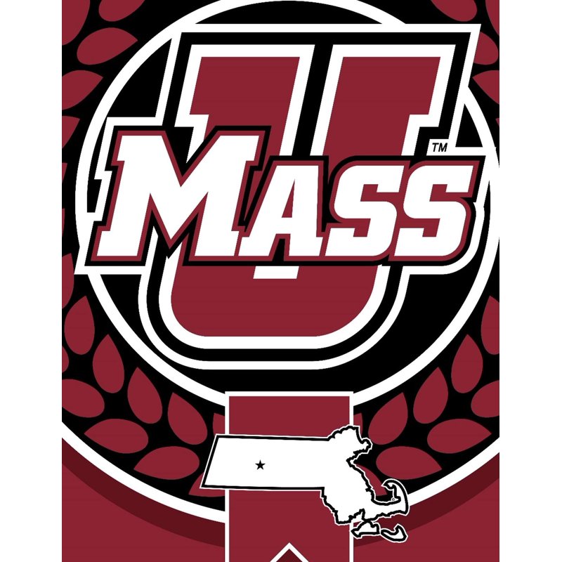 University of Massachusetts NCAA Apex Silk Touch Sherpa Throw 50x60 Inches - Officially Licensed