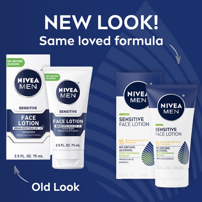 Sensitive Face Lotion with SPF 15 - Hydrating Moisturizer for Men