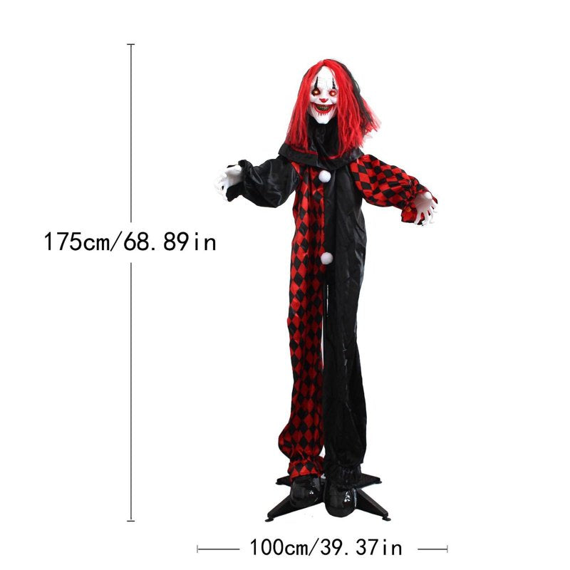 Halloween Animated Clown Decoration with Glowing Eyes - Spooky Yard & Indoor Prop