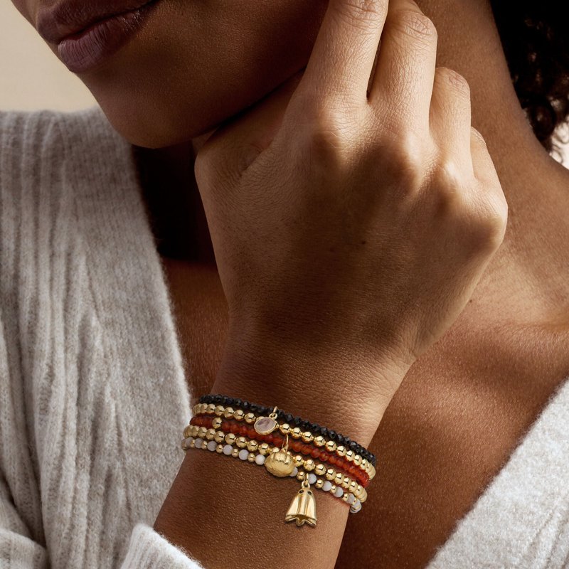 Multi-Gemstone Jewelry Set with 14k Gold-Plated Bead Bracelets - Variation 8