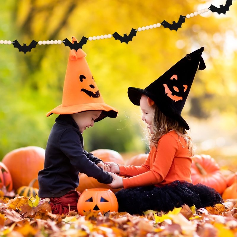 Halloween Bat & Bead Garland - Indoor Outdoor Party Decor, 4.67Ft
