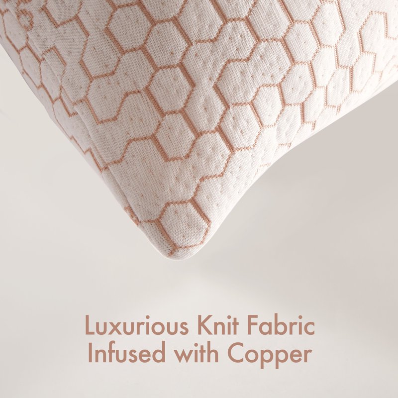 King Copper-Infused Bed Pillow Set - 2 Pack, Antimicrobial, Hypoallergenic, White