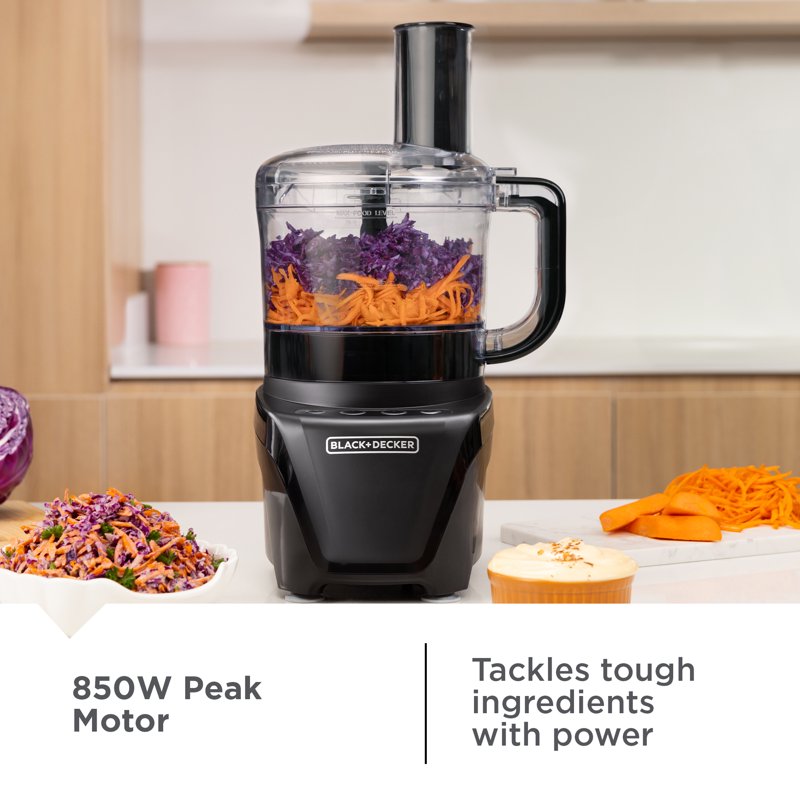 8-Cup Food Processor with Easy Assembly, 850W Motor, 2 Speeds & Pulse