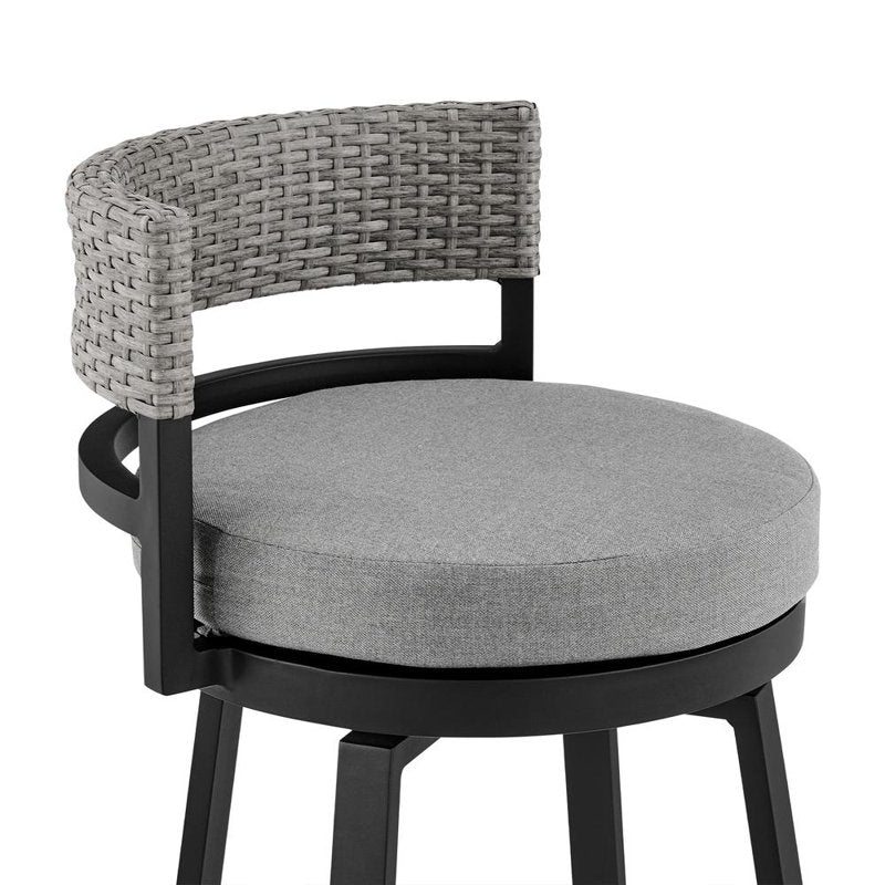 Encinitas 26" Aluminum Outdoor Counter Stool - Dark Gray/Black
