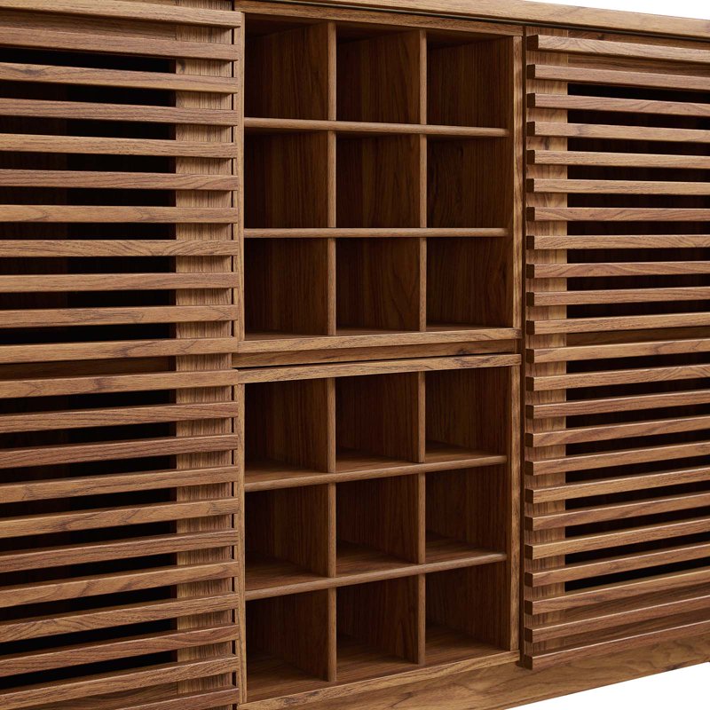 Mid-Century Walnut Bar Cabinet with Adjustable Shelves