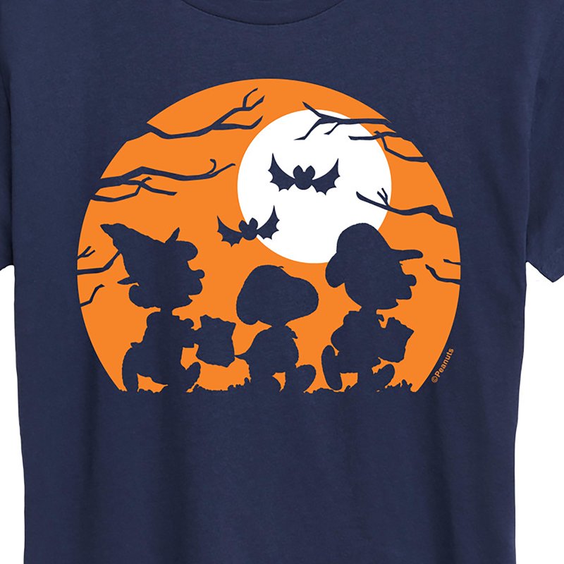 Peanuts Trick Or Treat Silhouettes Women's Short Sleeve T-Shirt Navy 2XL